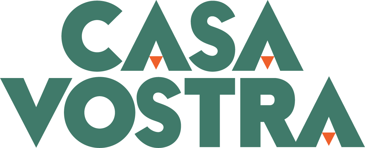 Casa Vostra wordmark in green with orange triangle accents