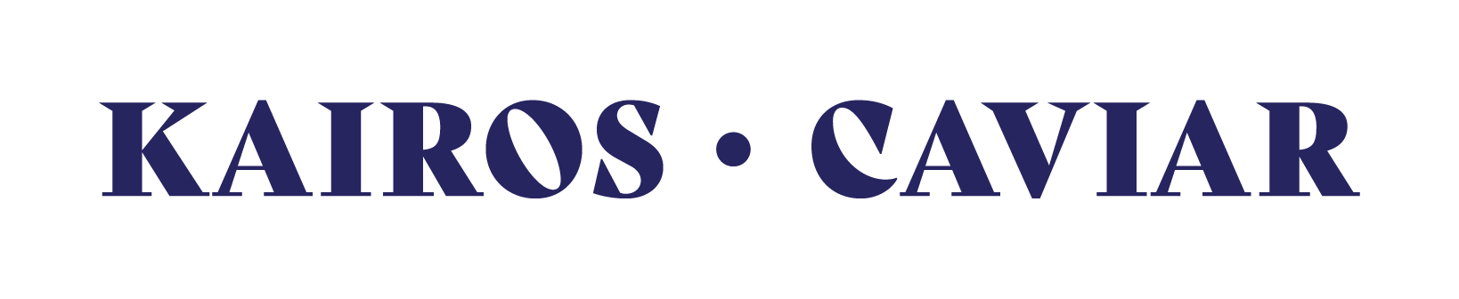 Kairos Caviar primary wordmark — KAIROS · CAVIAR set in a classical navy serif